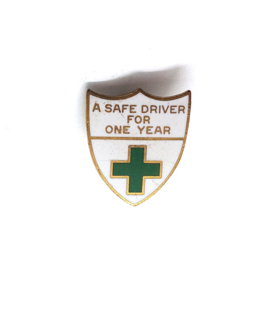 Safe Driver One Year Pin Green Cross Safety Award Employee Recognition Gift VTG
